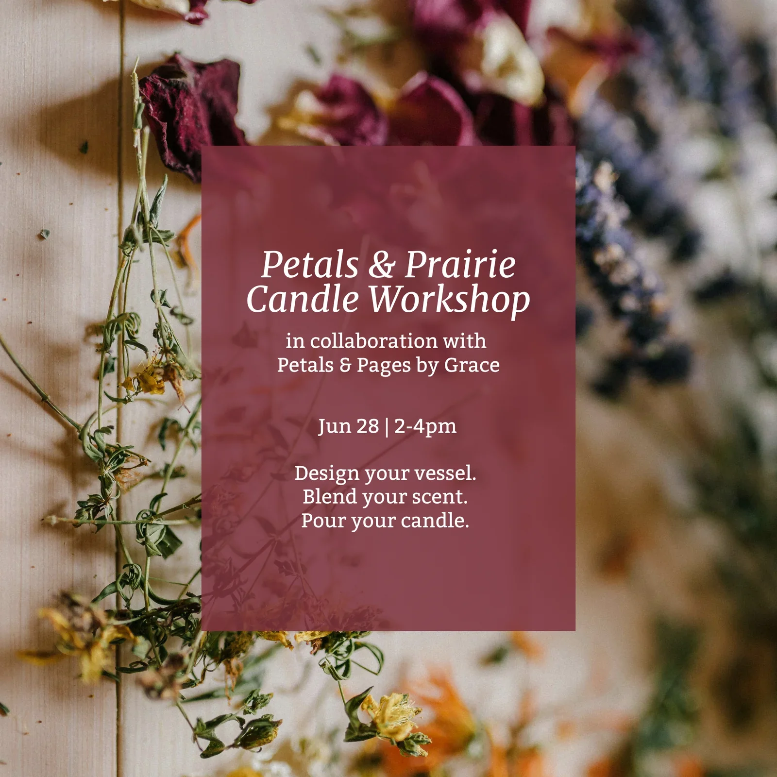 Pop Up @ Petals & Prairie Candle Workshop