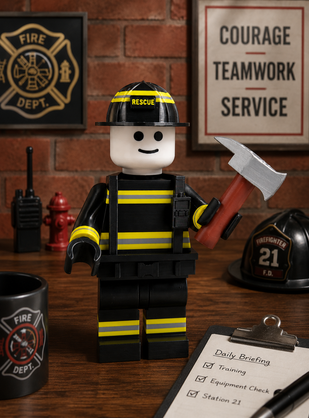 Firefighter Brick Buddy
