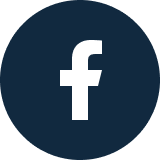 Facebook logo with white 'f' on a dark blue circular background