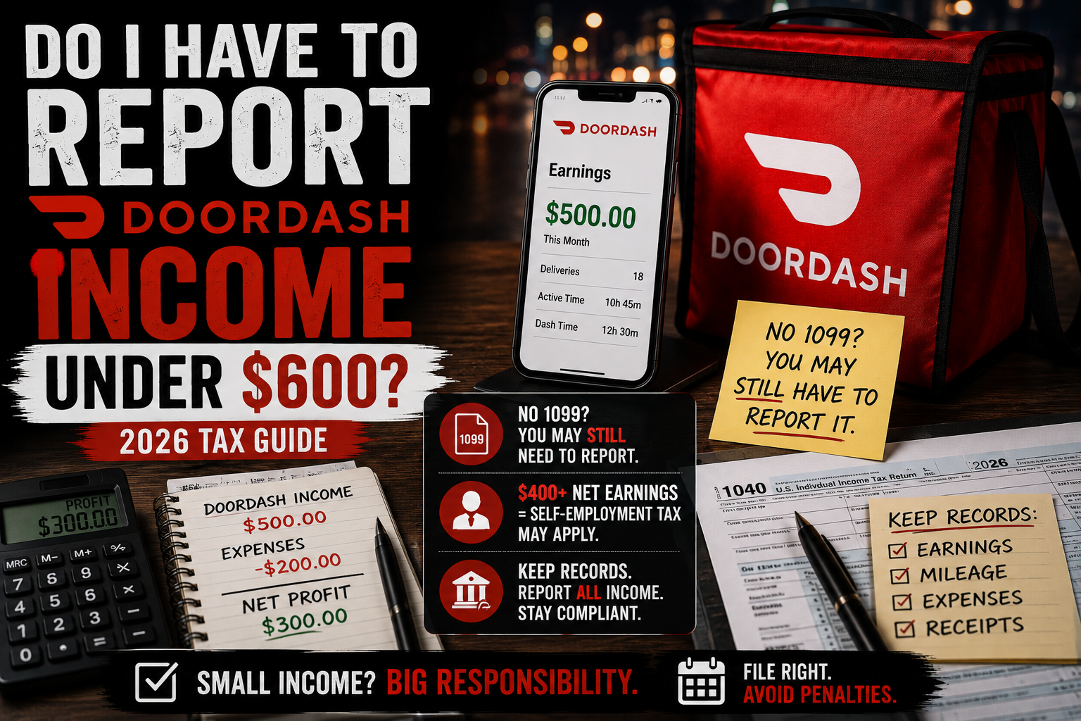 Do I Have to Report DoorDash Income Under $600? (2026 Tax Guide)