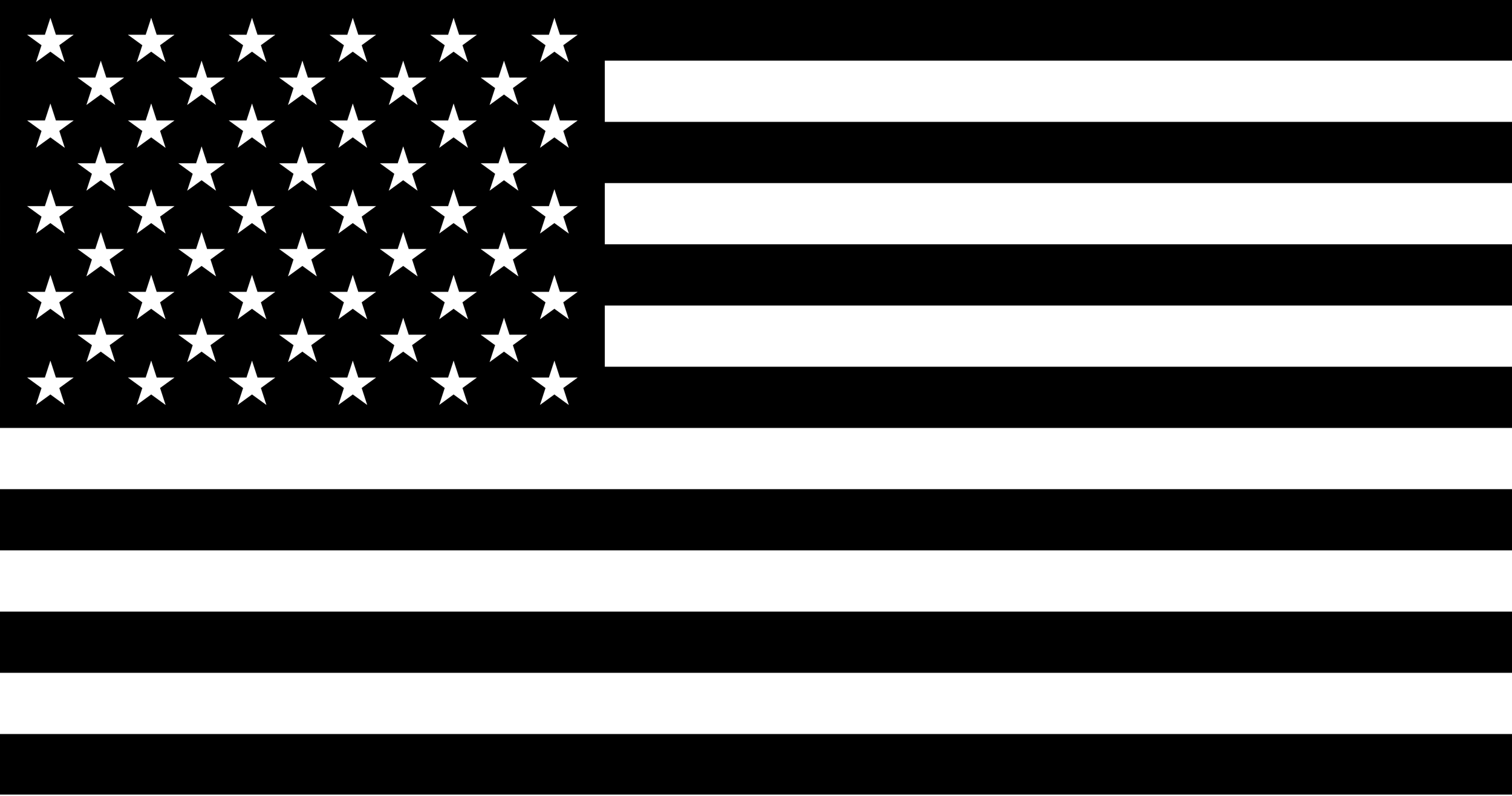 A black and white American flag