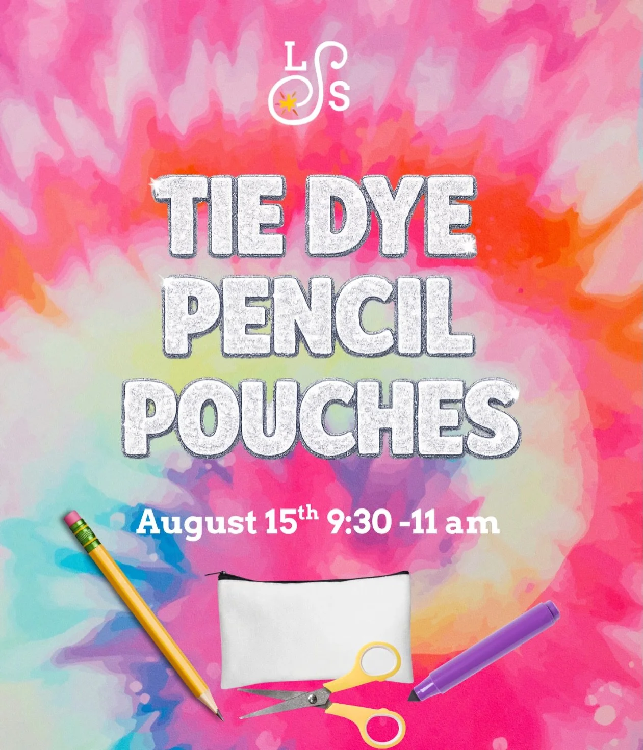 🌈✏️ TIE-DYE + BACK-TO-SCHOOL FUN! ✨

Come get creative at Little Spark Studio! 🎨💖

🌈 Tie-dye your own pencil pouch
📿 Create pencil charms with beads + charms
✨ Jump, climb &amp; play in the foam pit
💗 And kick off the school year with a little 