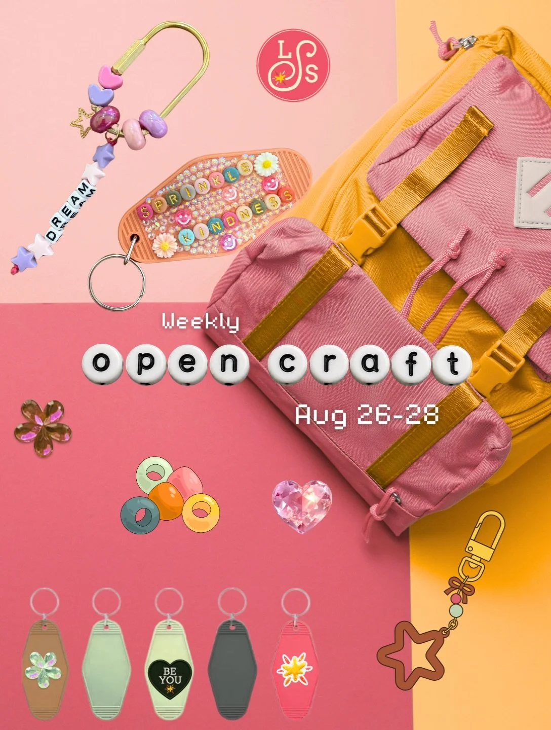 🔑✨ OPEN CRAFT + PLAY THIS WEEK: KEYCHAINS! ✨🔑

Come create your own one-of-a-kind keychain at Little Spark! Choose from lots of beads, charms, colors + styles to make it totally YOU. 💕🌈⭐️

Perfect for all ages &mdash; make one for your backpack, 