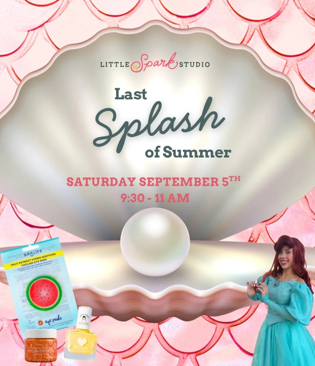 🧜&zwj;♀️✨ LAST SPLASH OF SUMMER ✨🫧

We&rsquo;re sending summer off with a little sparkle, a little glam, and a whole lot of mermaid magic! 💕🐚

Join us at Little Spark Studio for a special Mom + Me Mermaid Morning featuring:

🍉 Watermelon spa eye