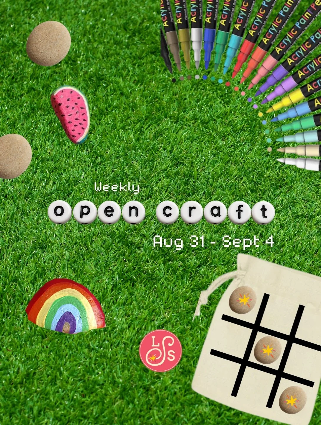 🪨✨ CRAFT OF THE WEEK: ROCK TIC-TAC-TOE! ✨🪨

Paint your own set of colorful rocks, decorate your game bag, and create a tic-tac-toe game you can take anywhere! Perfect for road trips, restaurants, waiting rooms, or tossing in your bag for on-the-go 