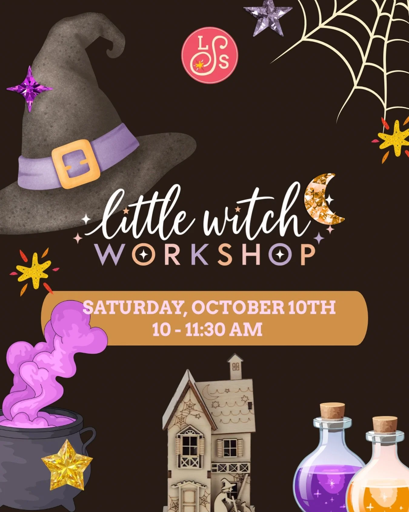 Calling all little witches! 🧙&zwj;♀️✨ Join us for our Little Witch Workshop &mdash; a morning full of spooky creativity + Little Spark magic.

Your little witch will:
🧹 Decorate their own witch hat
🧪 Mix up a magical potion
🏚️ Design a mini woode