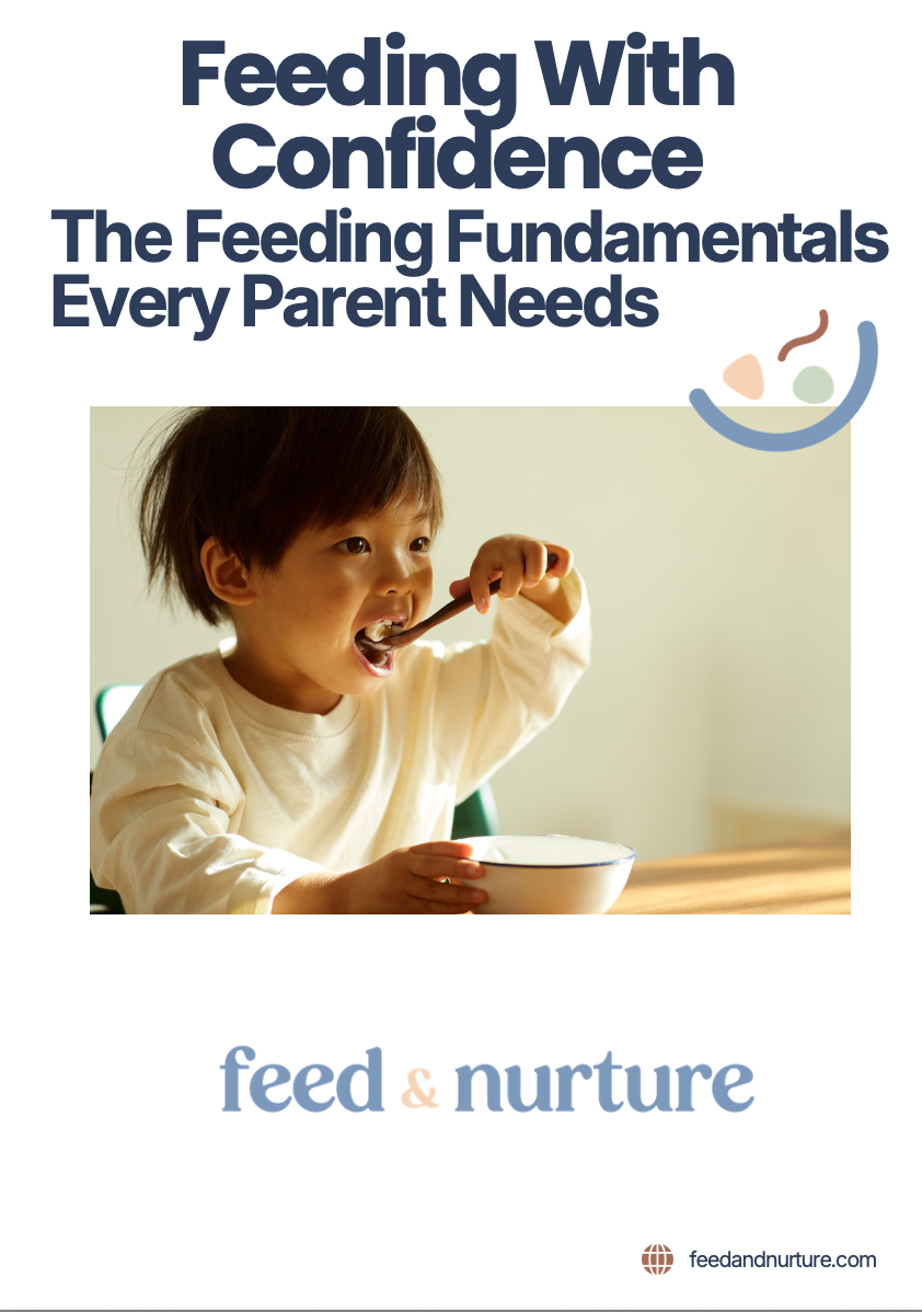 Feeding Fundamentals eBook cover — a free fussy eating guide for parents by Feed & Nurture