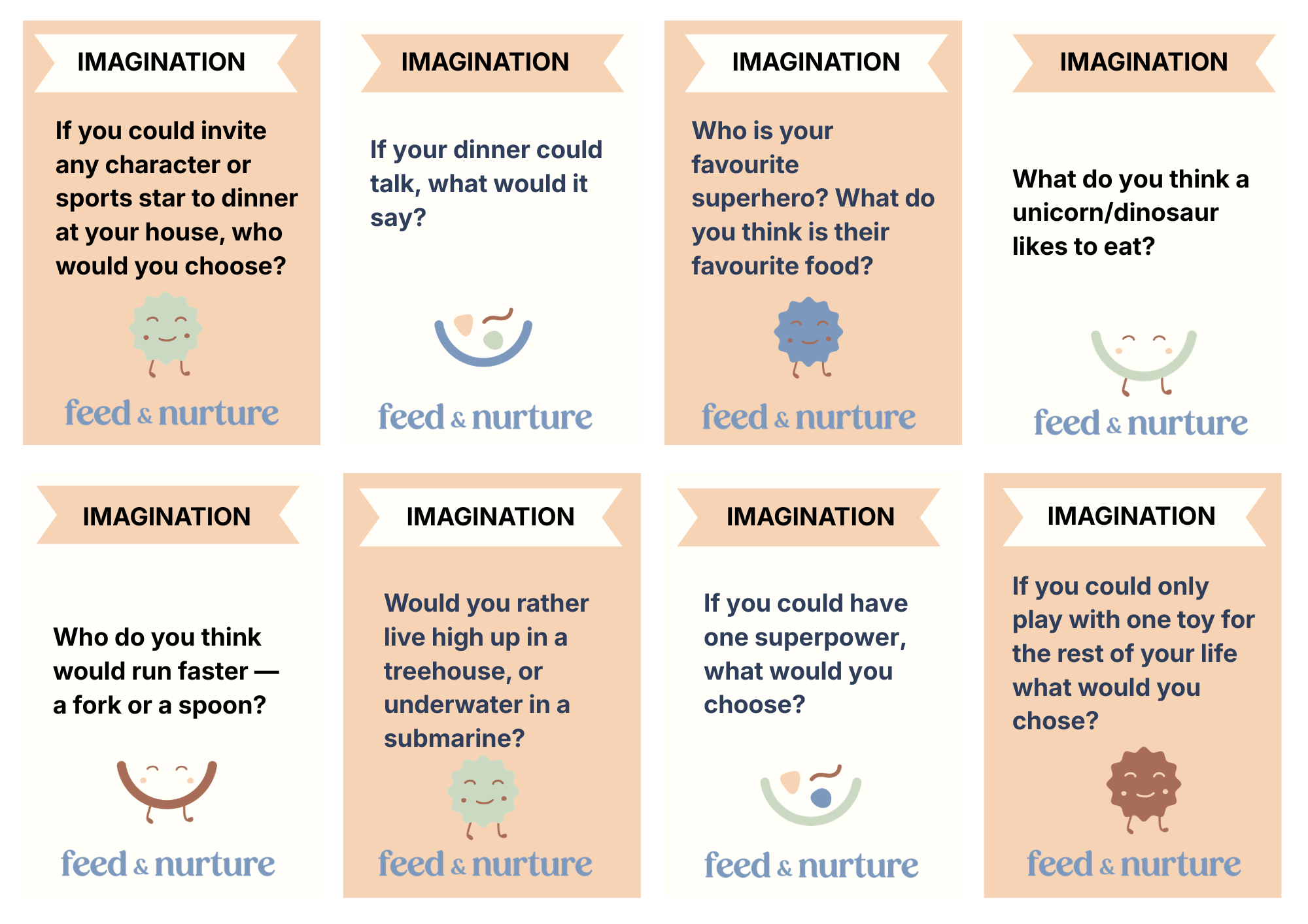 Meal time talk cards - Imagination