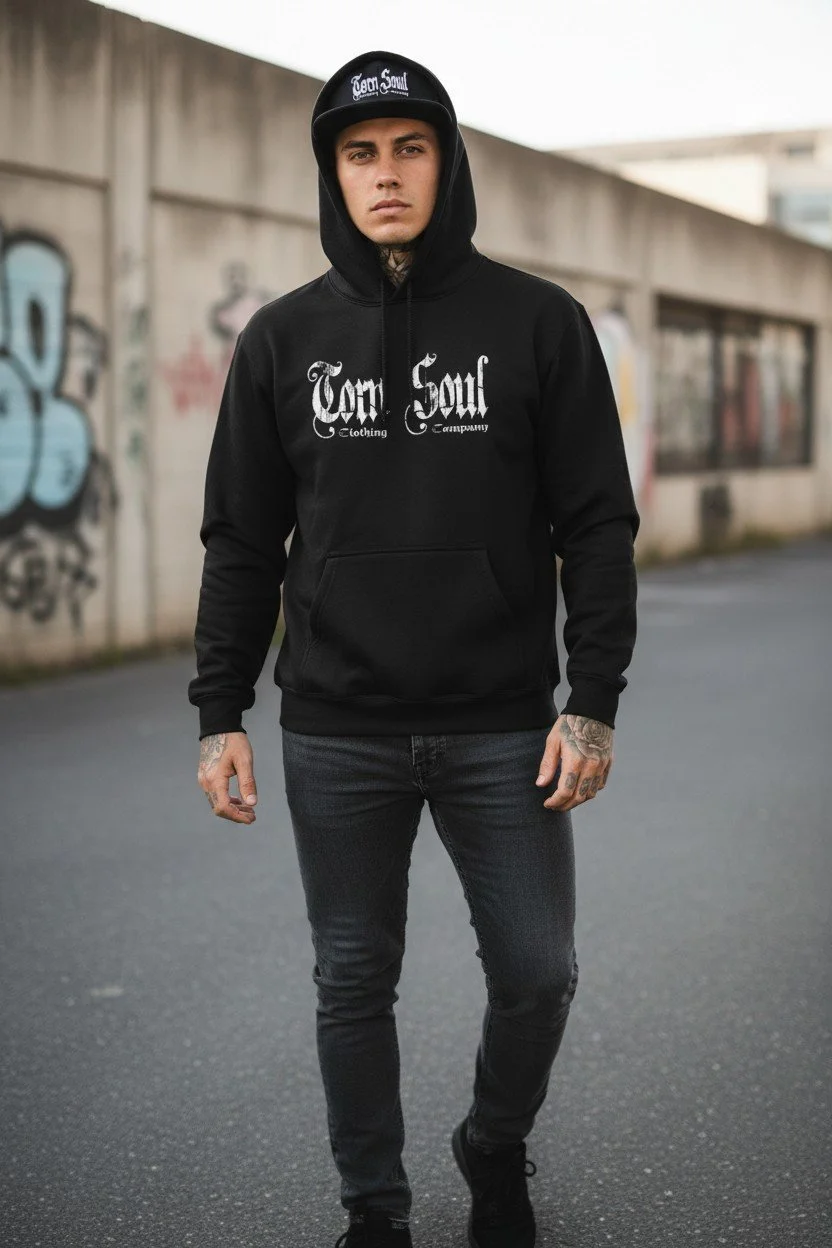 TORN IN TWO HOODED PULLOVER