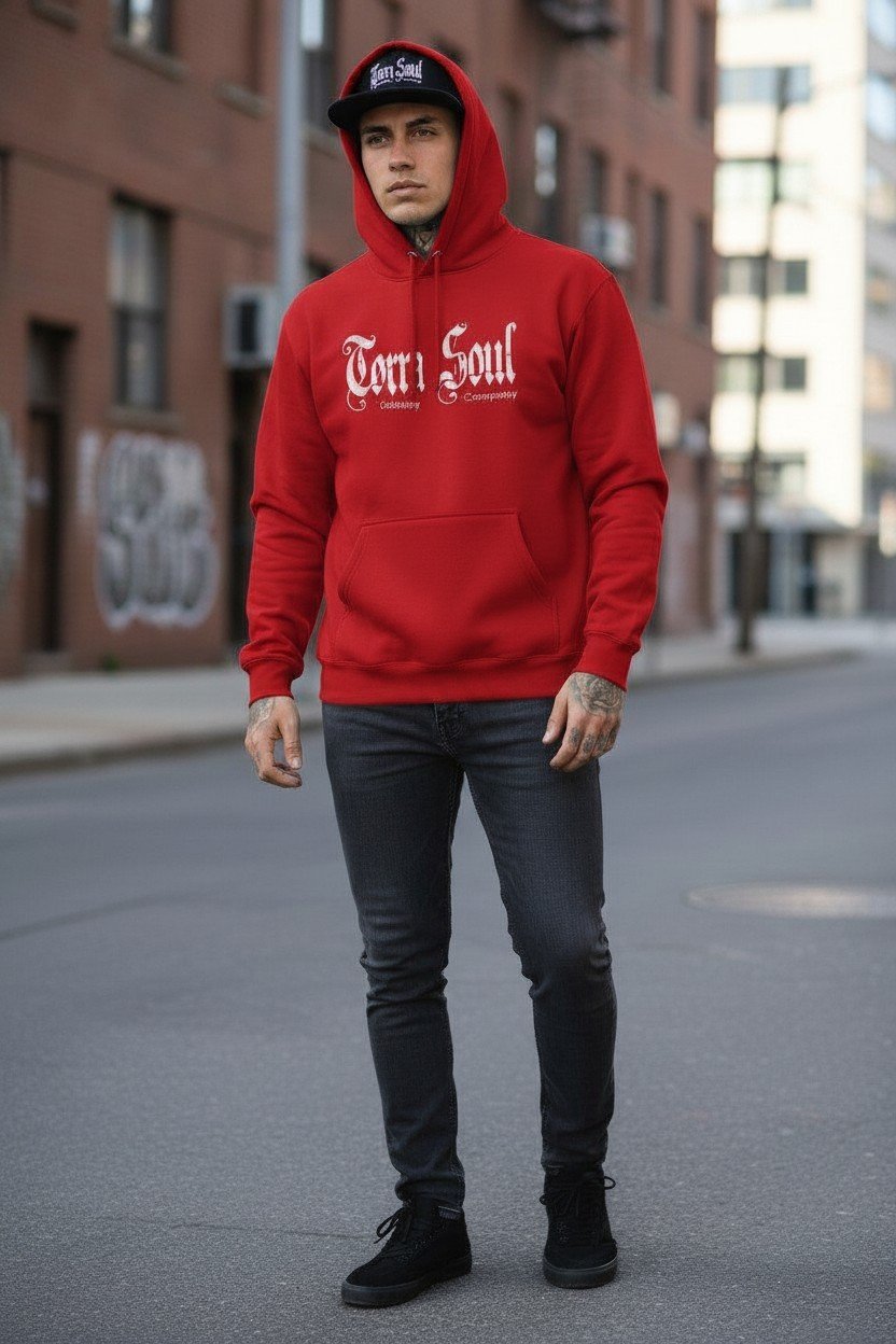 TORN IN TWO HOODED PULLOVER