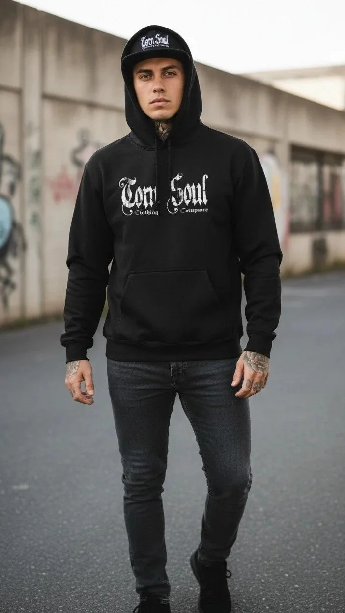 TORN IN TWO HOODED PULLOVER