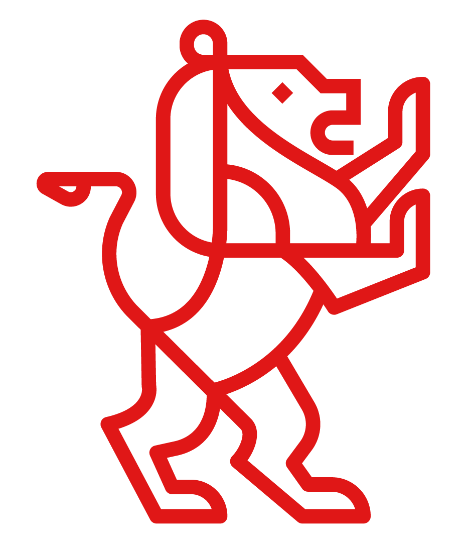 Red Virasat Lion emblem