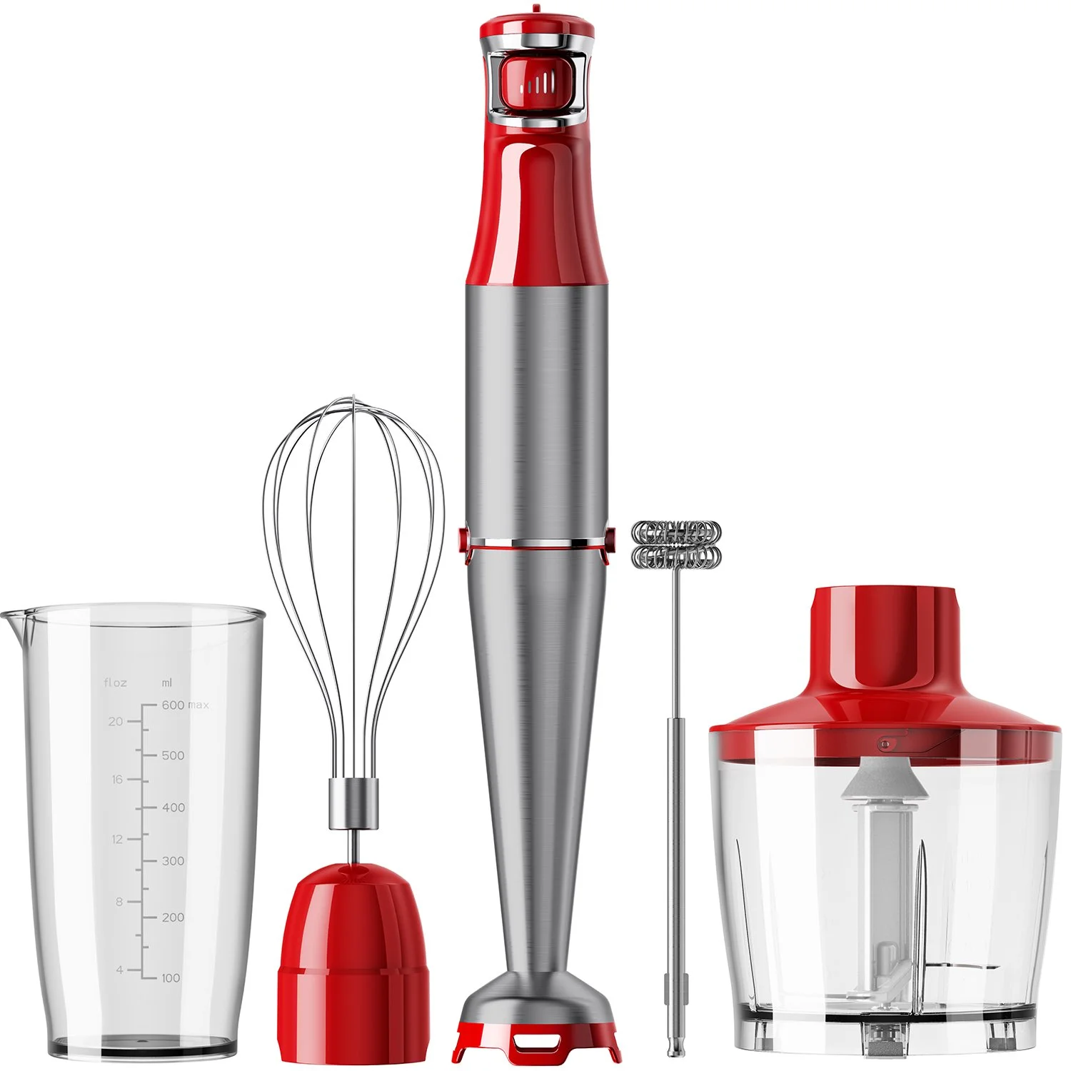 Turelar Immersion Blender 5 in 1, Red