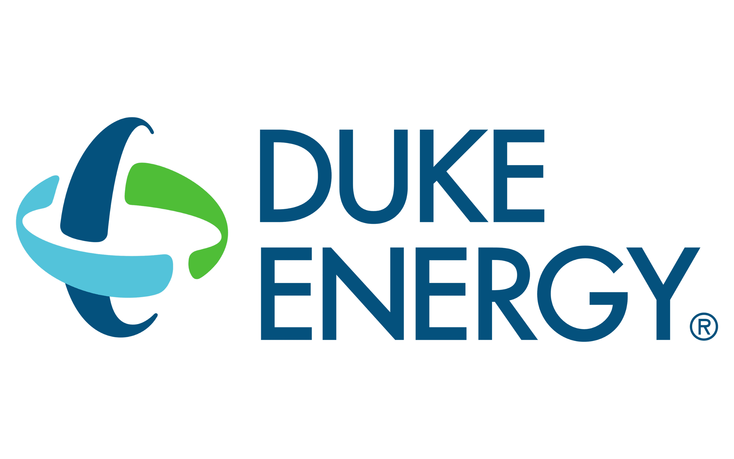 Duke Energy logo with a stylized blue and green electric turbine icon next to the company name in dark blue text.