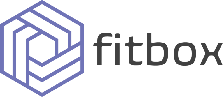 Fitbox logo with geometric cube design and the word 'fitbox' in lowercase letters