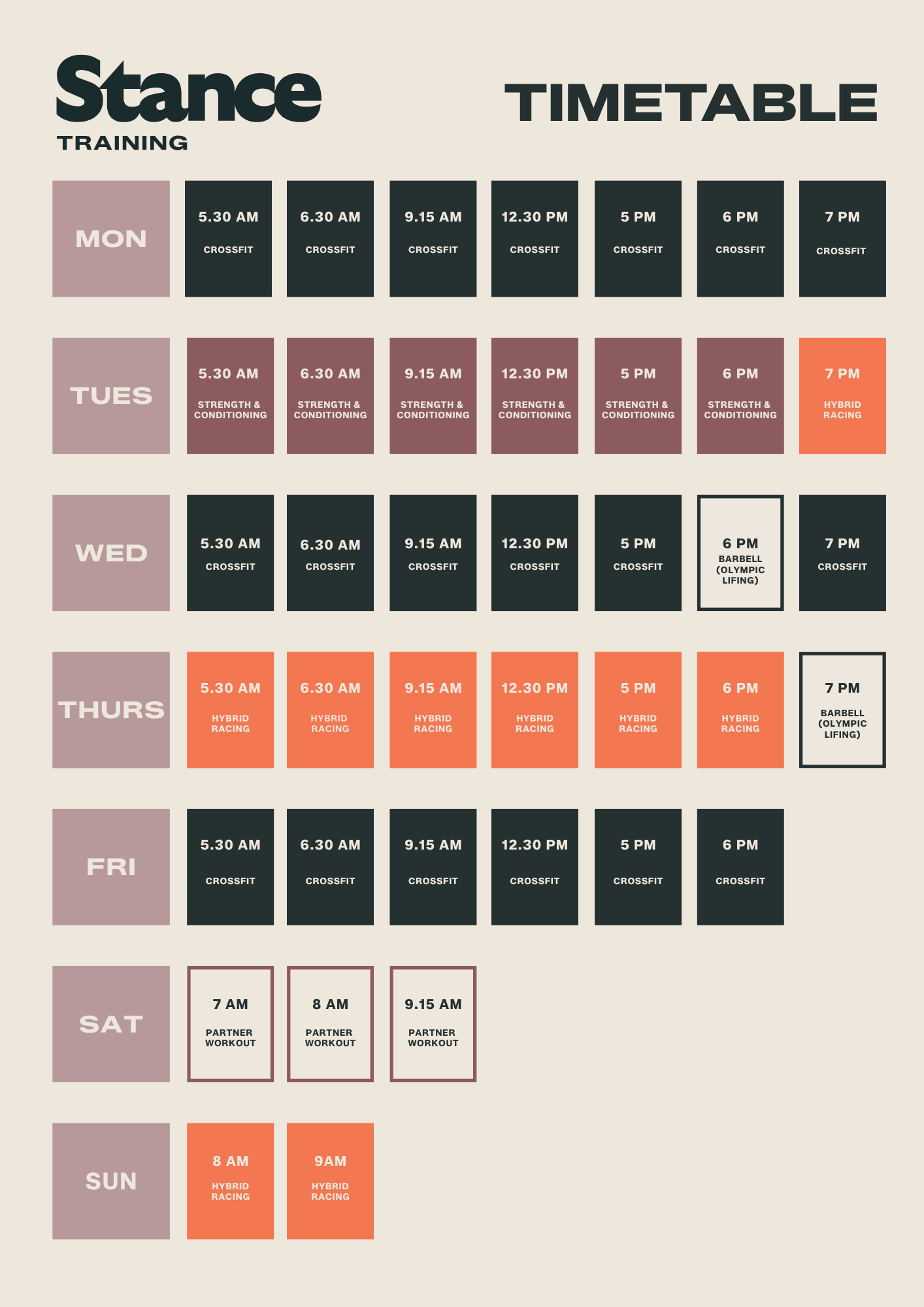 strength and conditioning timetable Crossfit St Kilda