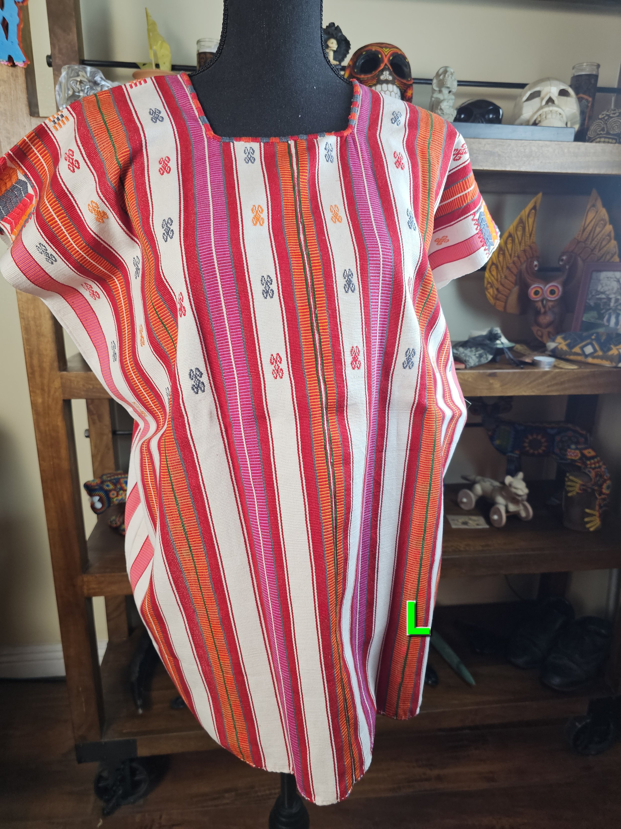 Pink And Orange Stripe Pantelho Huipil