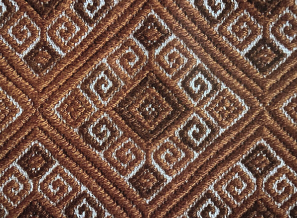 Tzotzil Mayan Rhomboid or cosmic triangle that represents the universe, the sun in the center, the four directions, and the edges representing time and space