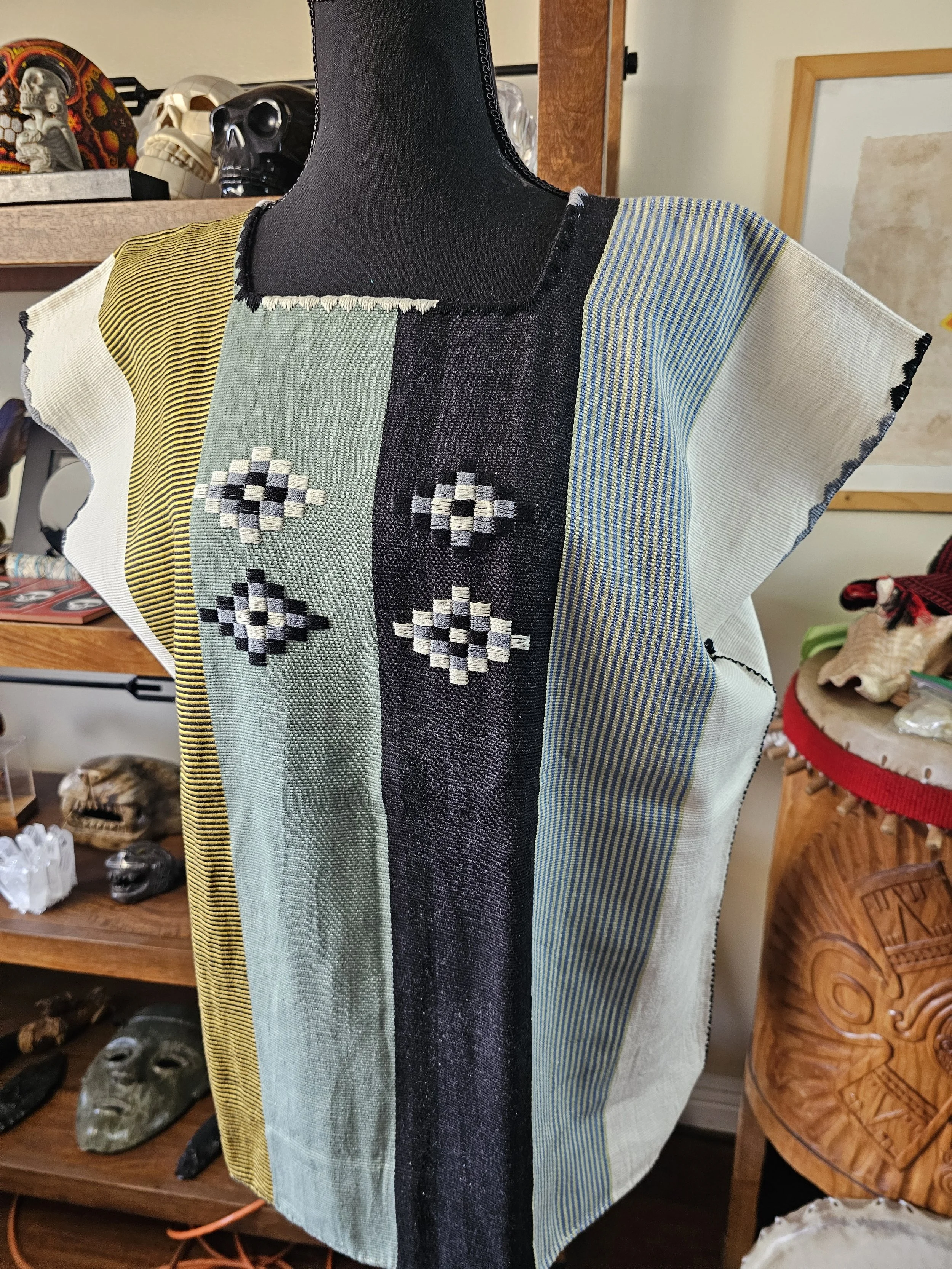 Black Olive Yellow Stripe Huipil Oxchuc Chiapas