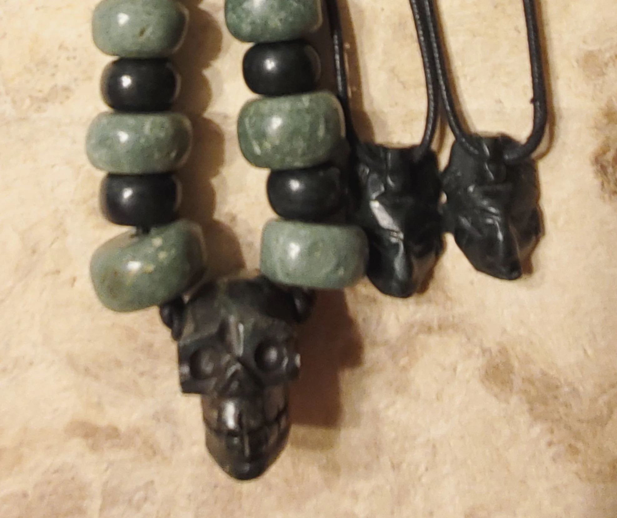 #11 Chalchihuitl Cozcatzin — Guatemalan Jade Necklace with Jade Skull Pendant & Pakal Energy Beads— One of a Kind