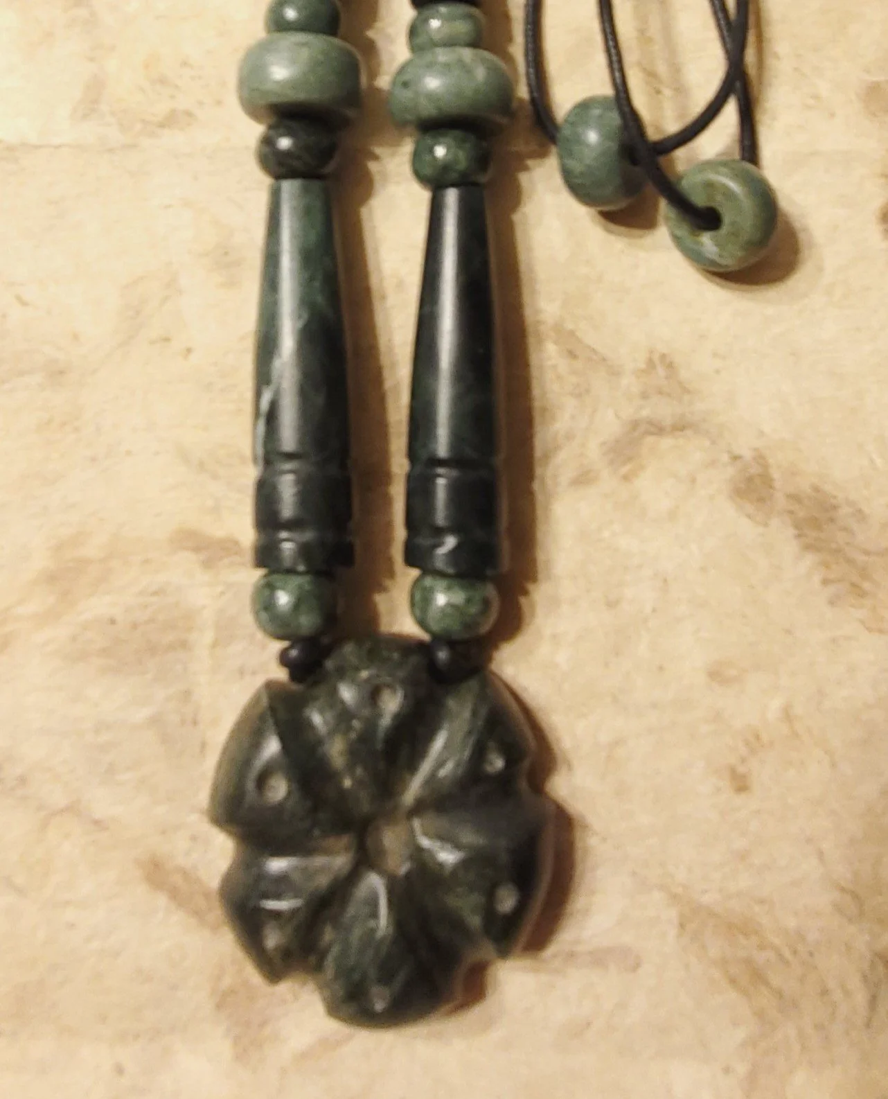 #1 Chalchihuitl Cozcatzin — Venerable Jade Necklace with Hikuri Pendant — One of a Kind