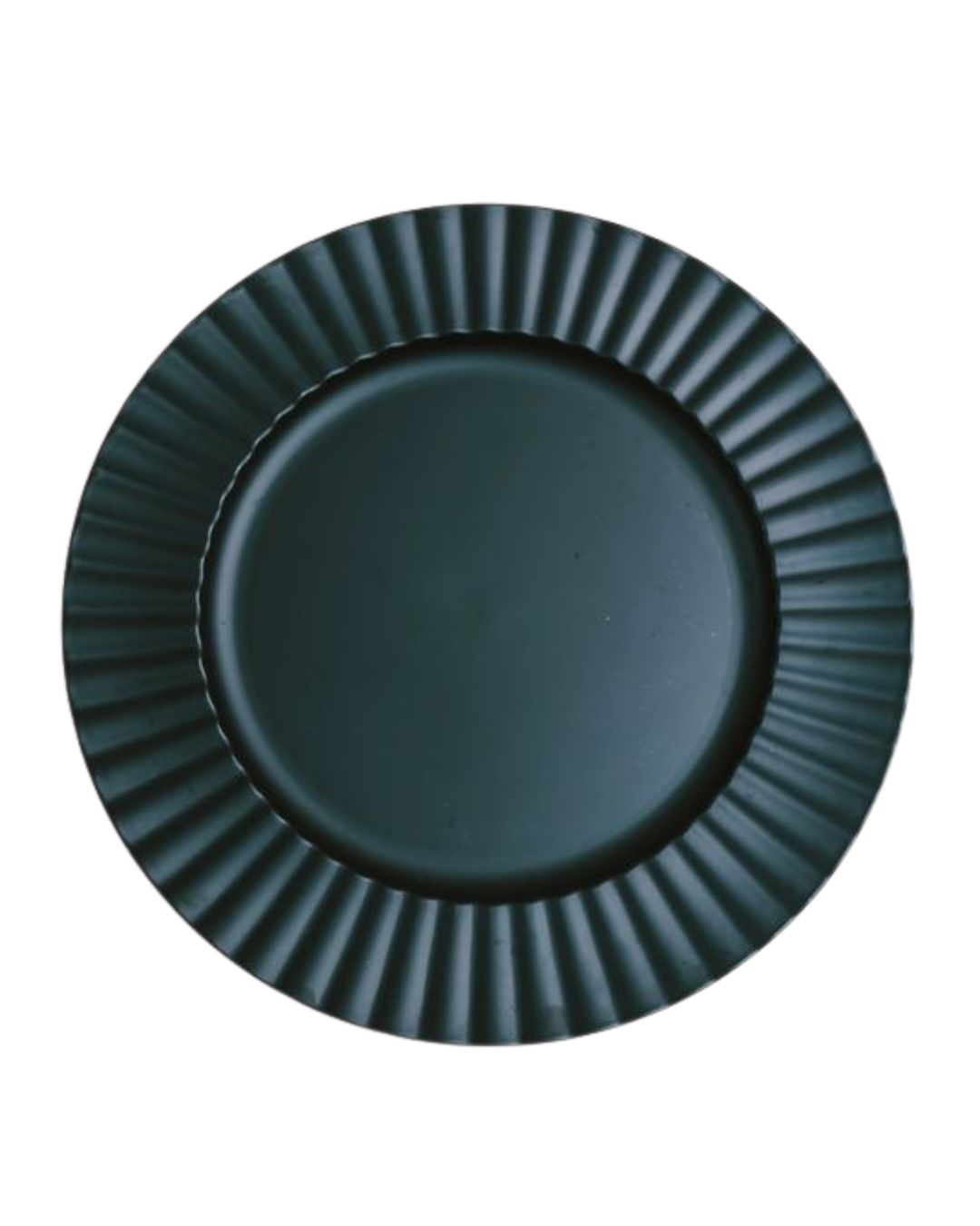 Black fluted paper cupcake or muffin wrapper on a white background.
