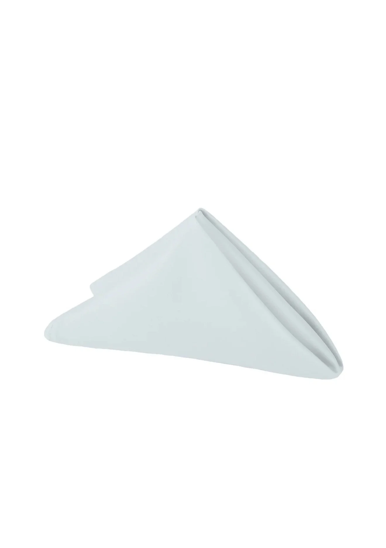 A white paper airplane with a pointed nose and folded wings, viewed against a white background.