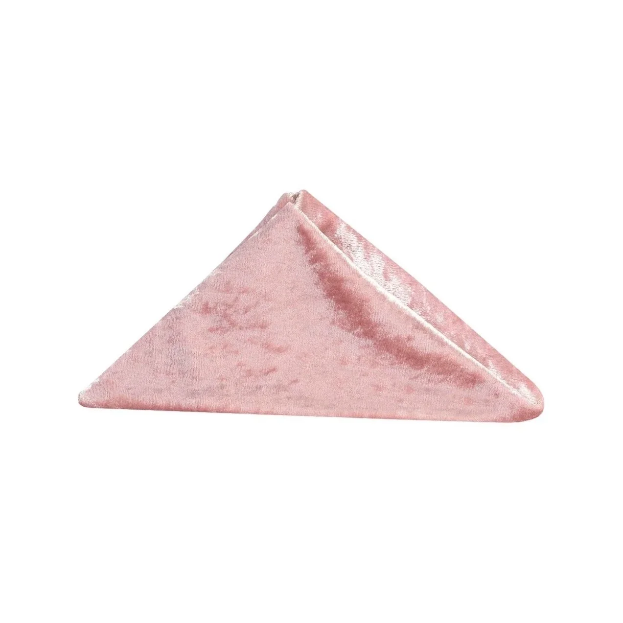 Pink velvet folded napkin or cloth in a triangular shape