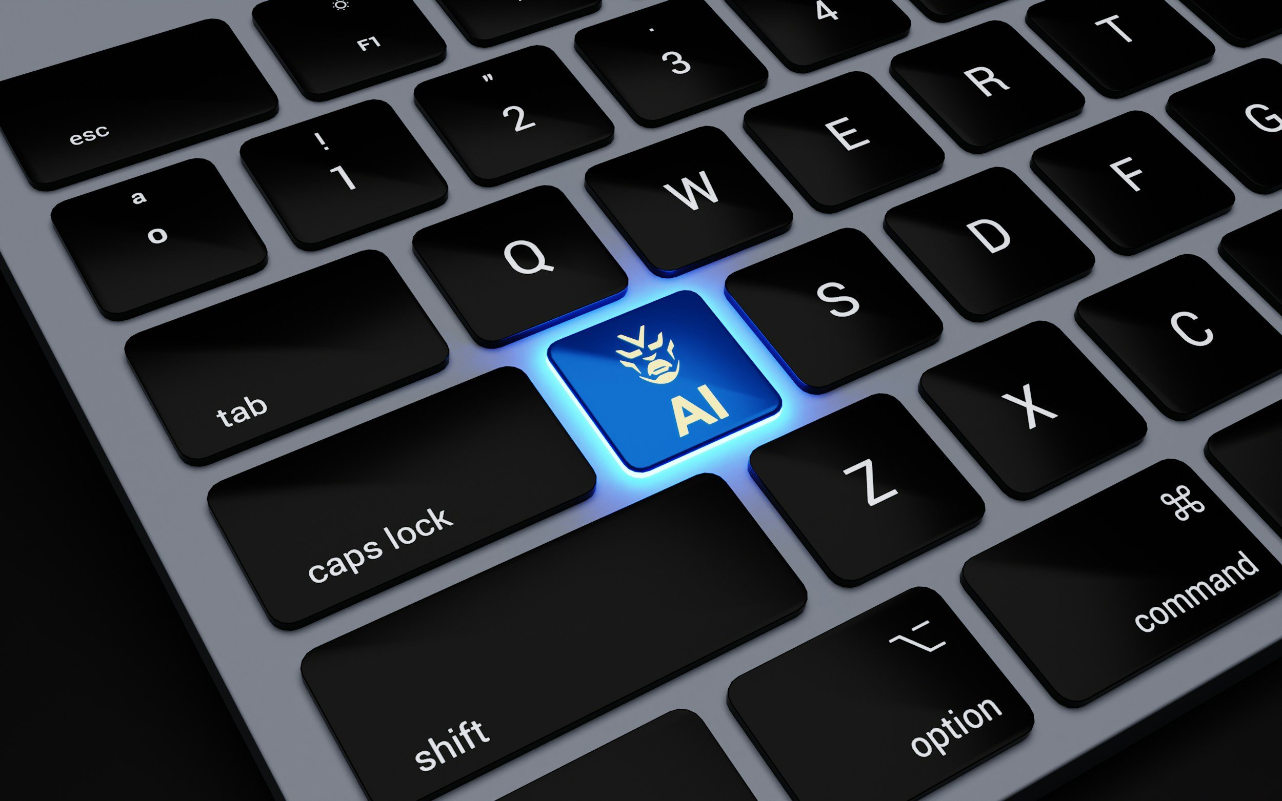 AI automation key on laptop keyboard