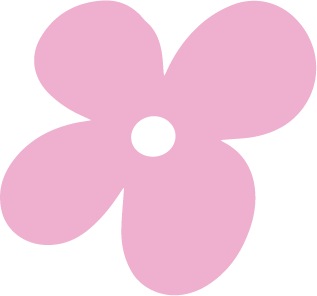 Self love pink flower with five petals and a black center.