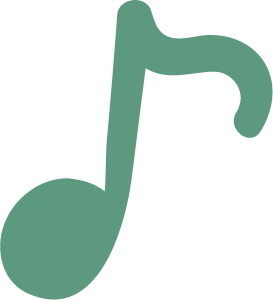 Large green musical note icon for Drue Day Counseling in Tulsa