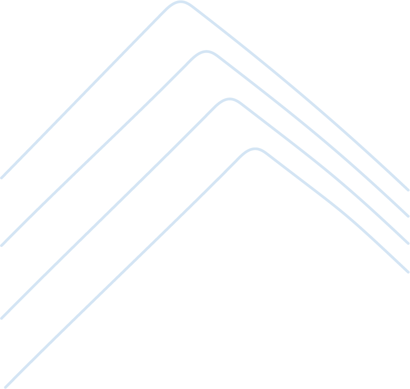 Neon-style outlines of a mountain with five layers in shades of blue on a black background.