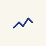 blue outlined icon of a line chart