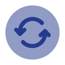 Solid dark blue circle on a white background.