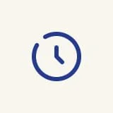 blue outlined icon of a clock