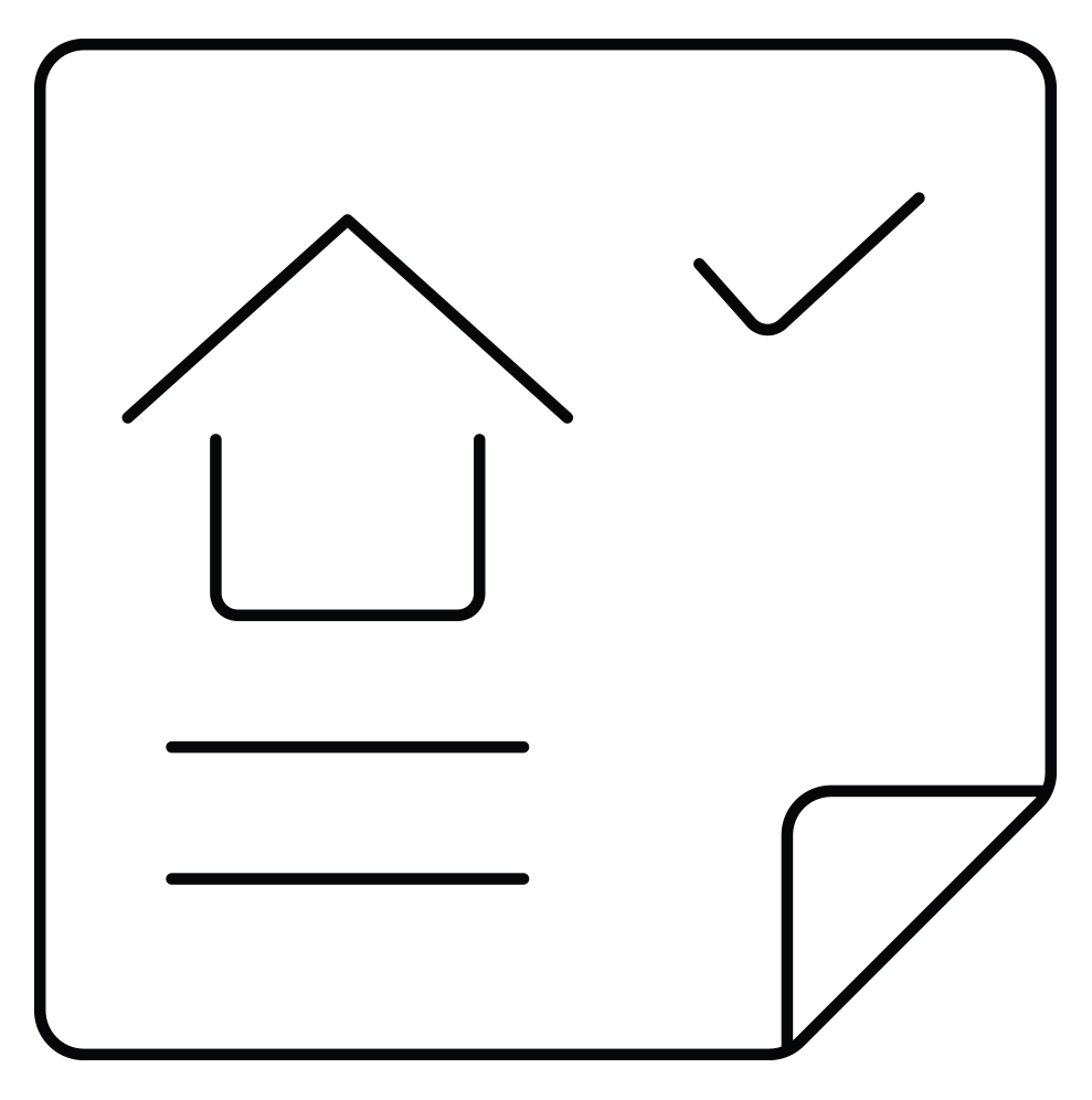 A line graph showing house price trends over time, with a house icon beneath and some text lines, inside a document or report layout.