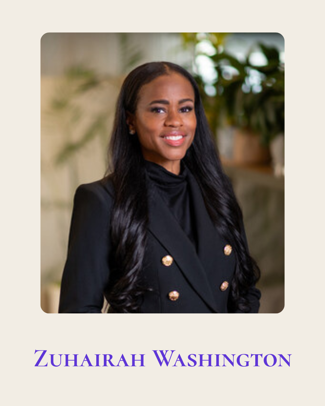 Zuhairah Washington, co-founder of the G.L.E.W. Foundation, smiling.