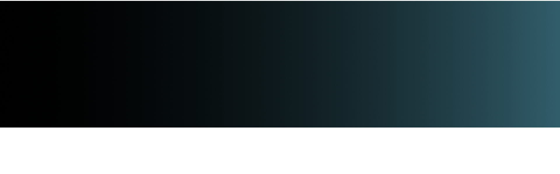 Gradient background transitioning from black to dark teal, with a small red dot near the bottom left corner.