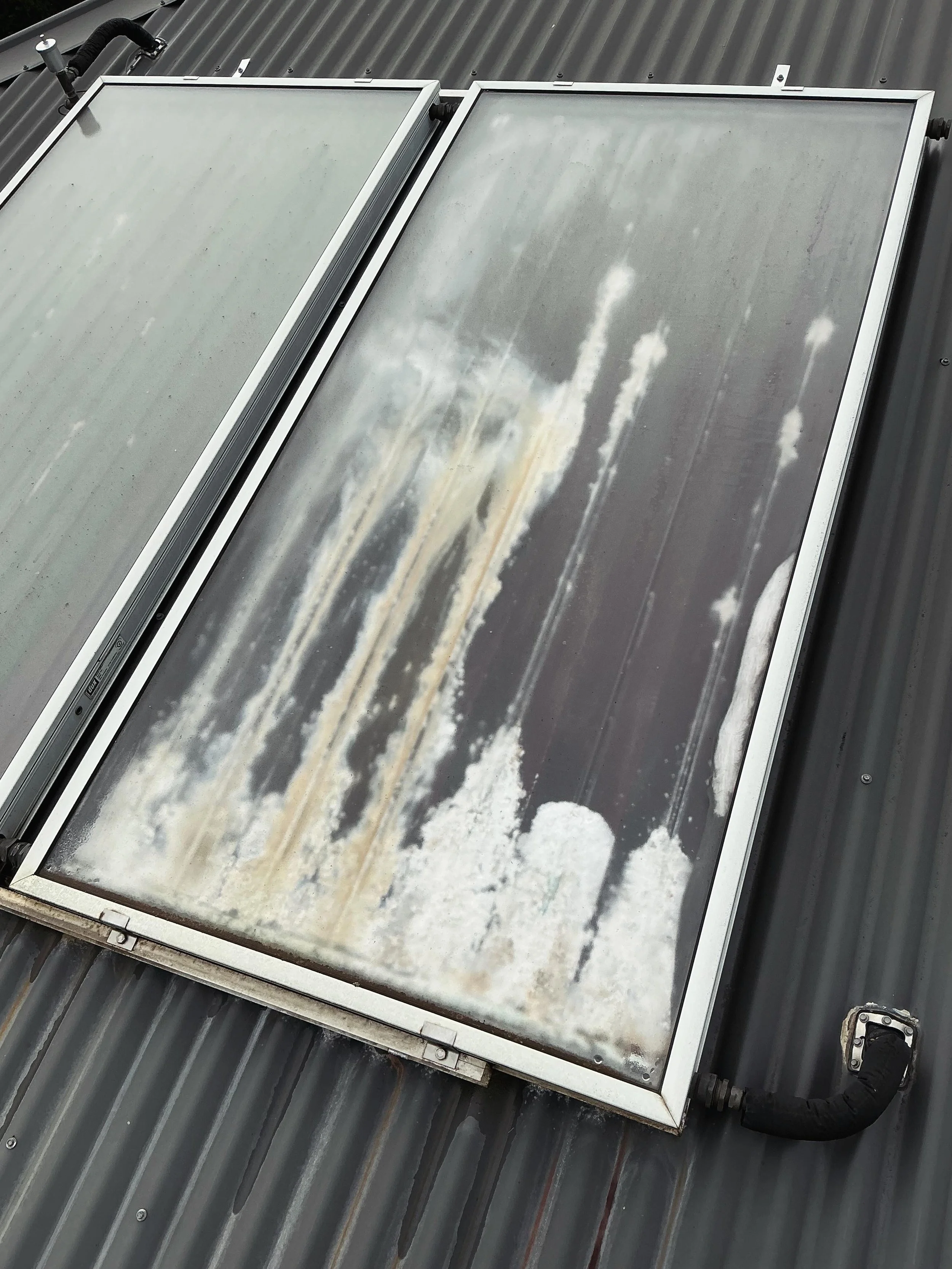 Found during a pre-purchase inspection in Woodend this week.
At first glance, most buyers would never think to check the condition of a solar hot water system. However, this panel showed significant corrosion and mineral build-up that is likely to af