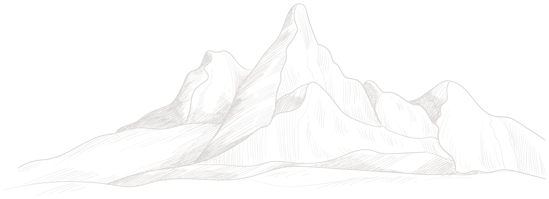 Line drawing of mountain range with peaks and slopes on black background