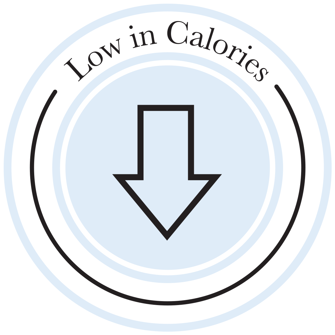 Icon for low in calories. Light, refreshing, elevated.