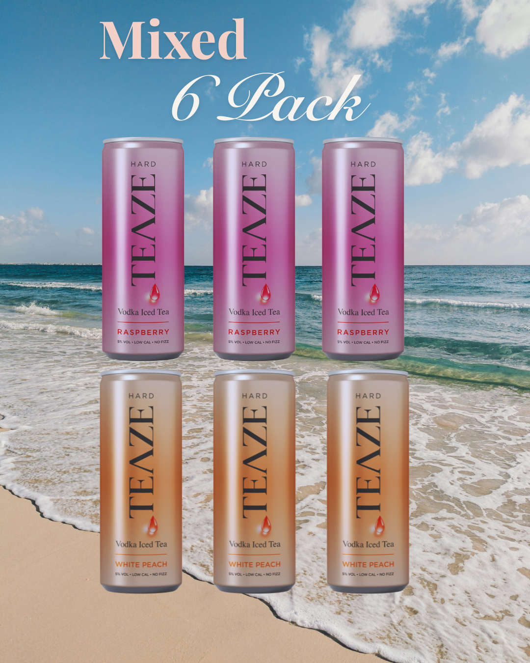 Mixed 6 Pack - White Peach & Raspberry Vodka Iced Tea
