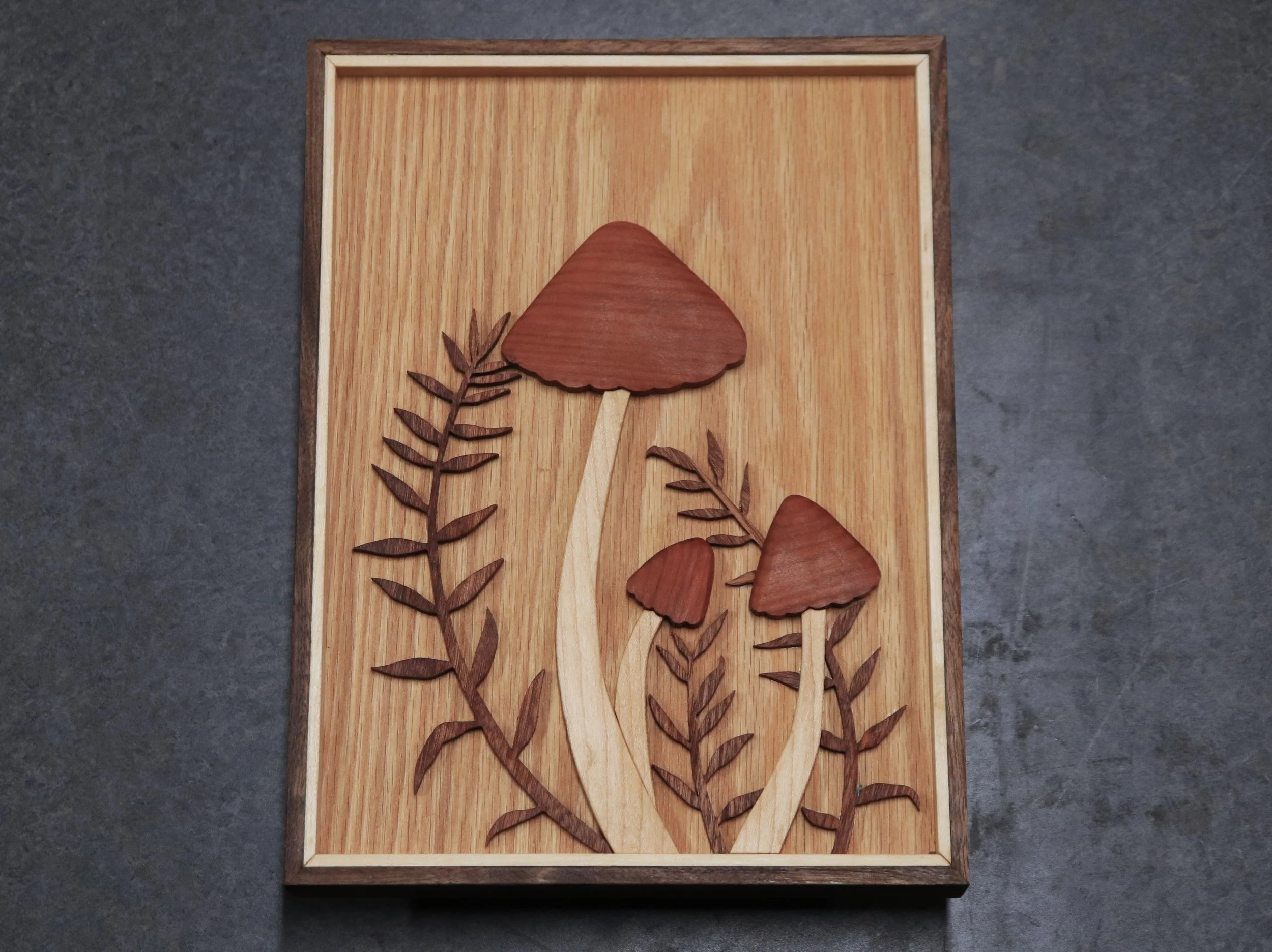 Mushrooms & Ferns | Intarsia Art