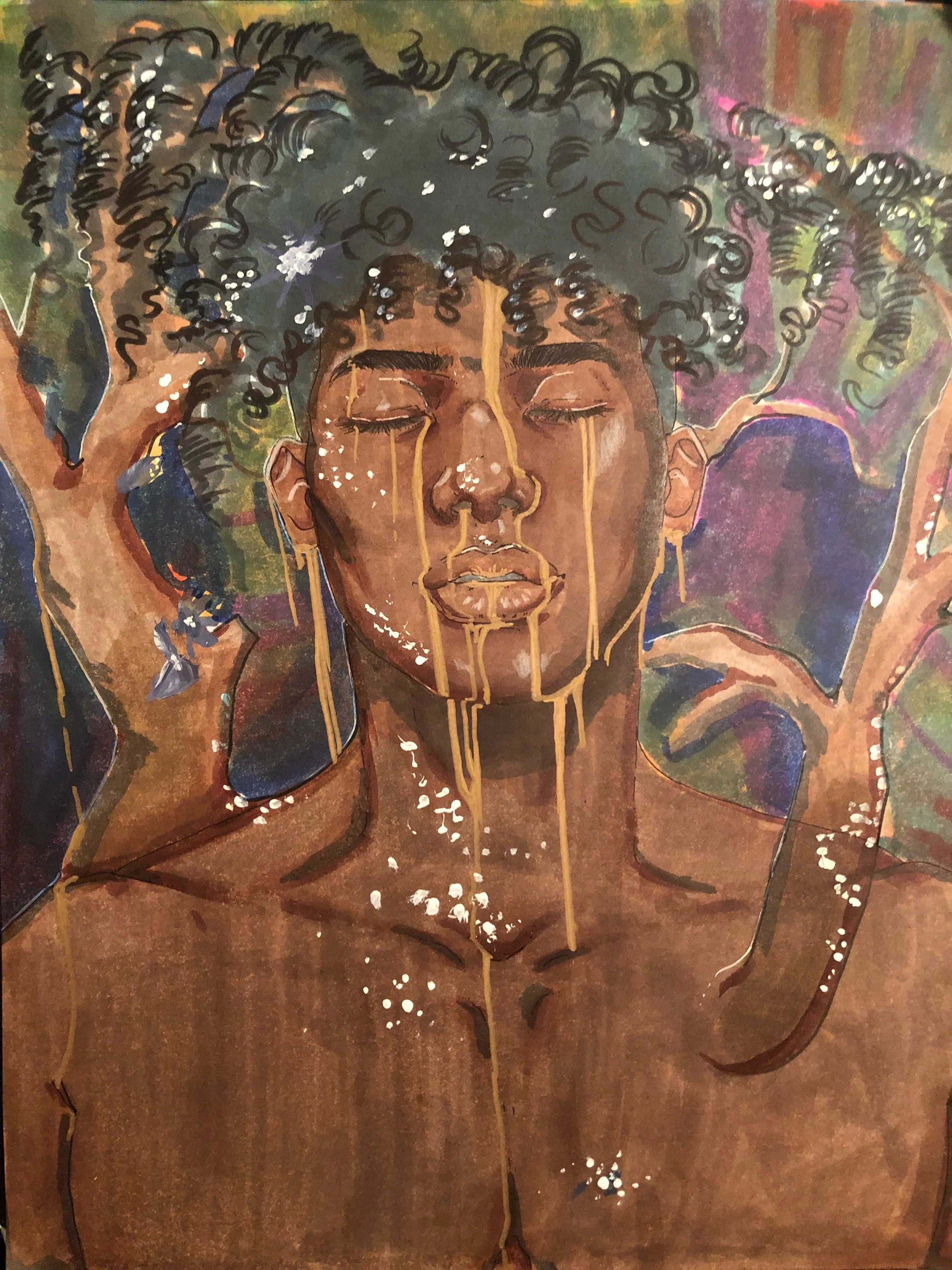 “Strange Fruit” ??? (Alcohol markers, Gold Sharpie Marker