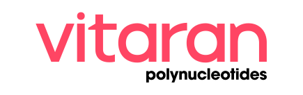 Vitaran logo with pink text on a white background