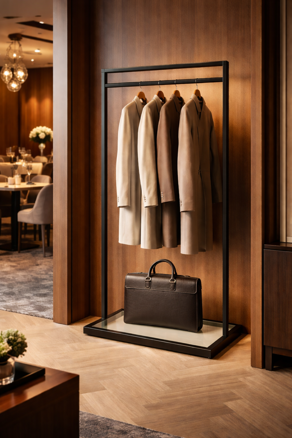 Minimalistisk garderobe løsning - perfekt til restaurant, kontor, frisørsalon og klinik