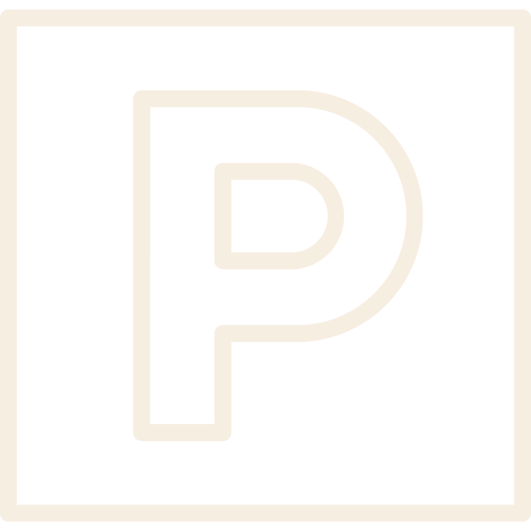 Symbole de stationnement réservé, lettre P dans un carré noir avec une bordure claire.