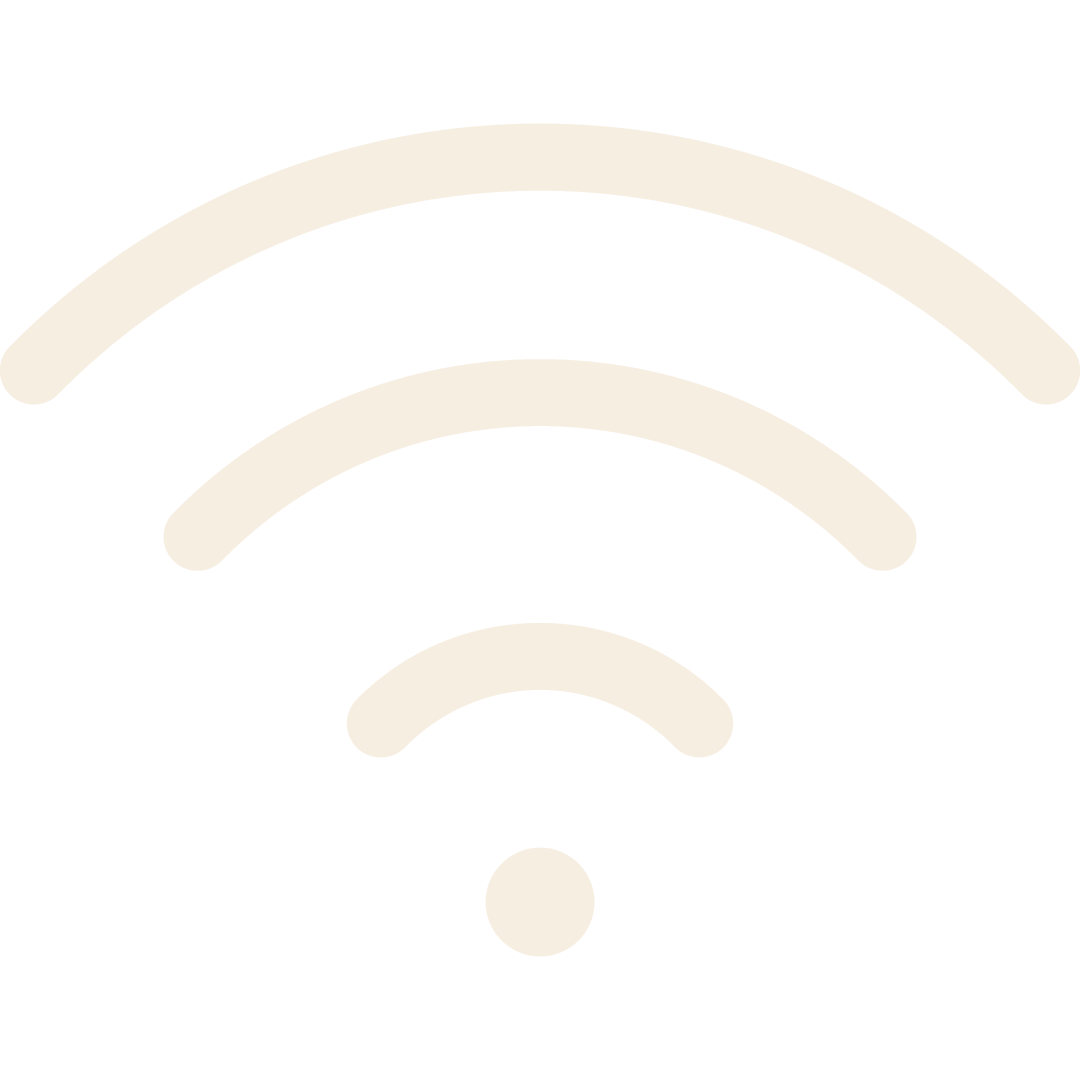Icône de signal Wi-Fi blanche sur fond noir.
