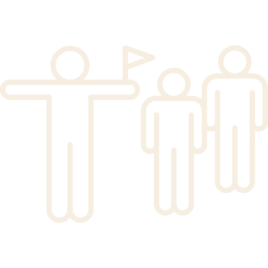 Icone représentant trois silhouettes de personnes, une d'entre elles avec un drapeau, symbolisant une foule ou une manifestation.