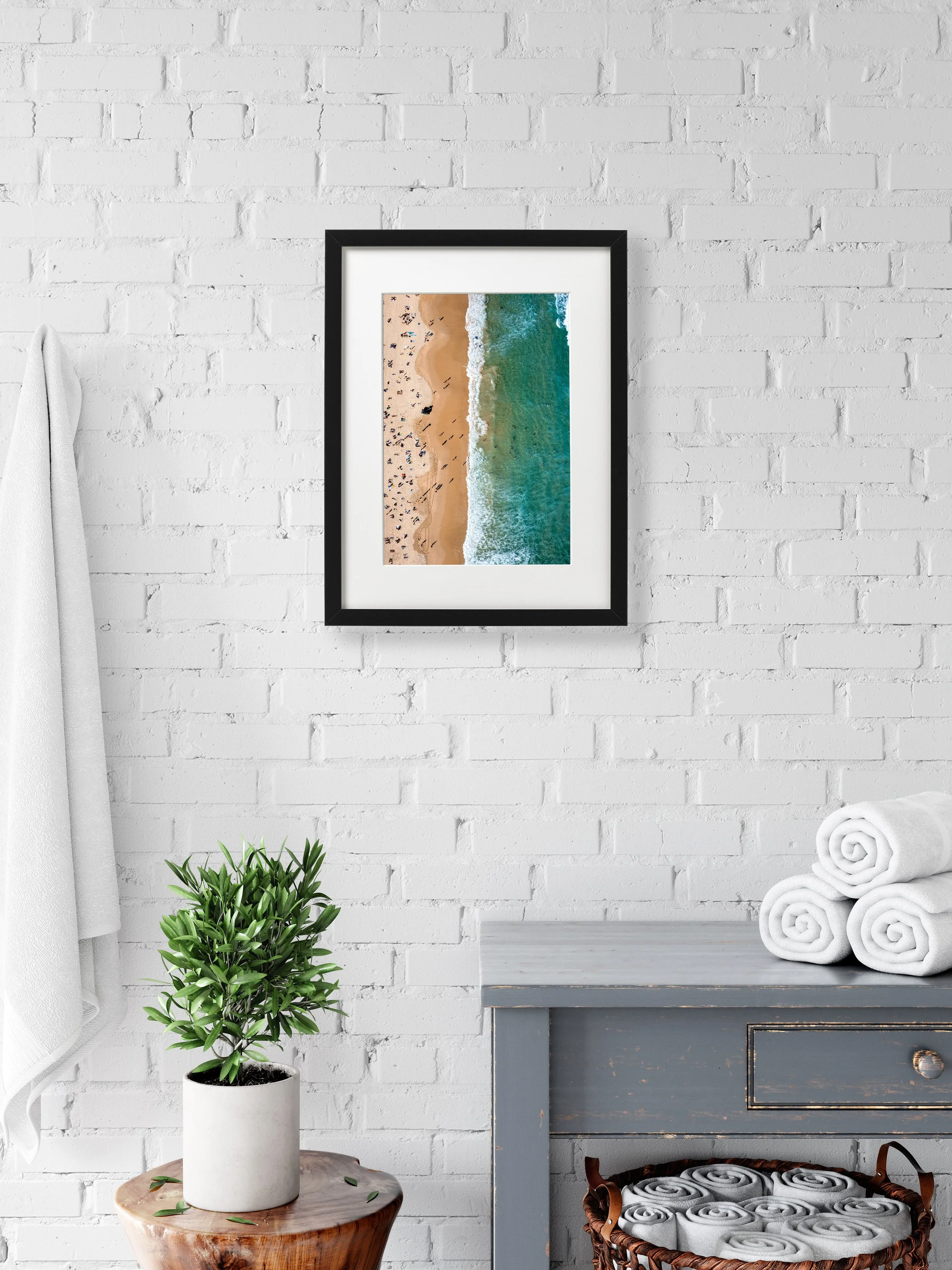 Aerial view of Bondi Beach at golden hour, Sydney — fine art framed print